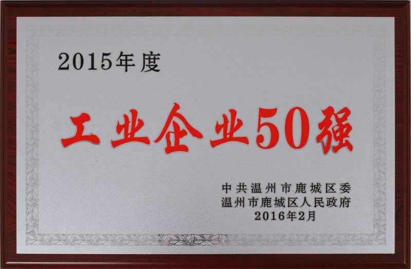2016年 溫州市鹿城區工業企業50強（2015年度）